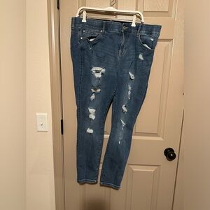 Torrid Bombshell Skinny Distressed Jeans.